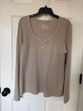 aerie Ribbed Long-Sleeve Henley XL